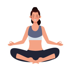 young woman athlete practicing yoga character