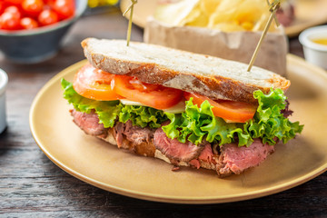 beef sandwich filete mignon.  medium rare