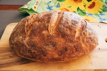 Round rye homemade bread. Fresh, food, bakery, baking