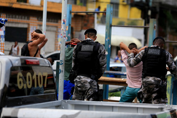 police approach of the shock battalion in Salvador