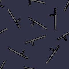 police baton seamless doodle pattern, vector illustration