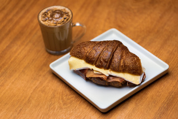 Croissant and cappuccino