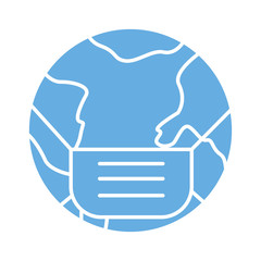 world planet with face mask accessory line style