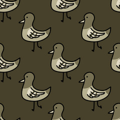 pigeon seamless doodle pattern, vector illustration