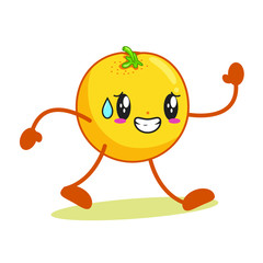 Cute Emoji's Orange Fruit Vector 