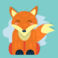 cute fox animal sitting vector illustration 