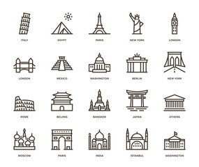 International Landmarks and Monuments Icons. - 336283444