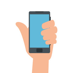 hand using smartphone device isolated icon vector illustration designs