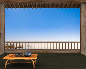 3d rendering of nice room view with blue sky