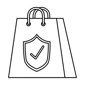 Shopping bag with shield design of Commerce market store shop retail buy paying banking and consumerism theme Vector illustration