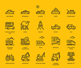 Transportation Icons, side view, part III.