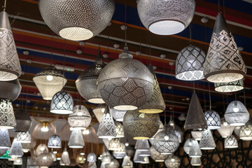 View of modern ceiling light. Modern hanging ceiling lamps