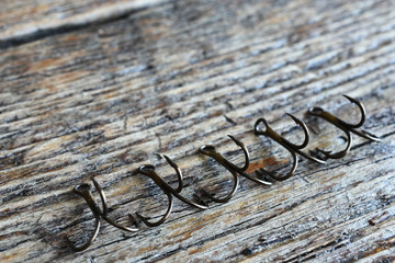 Rusted Old Fishing Hooks Close Up
