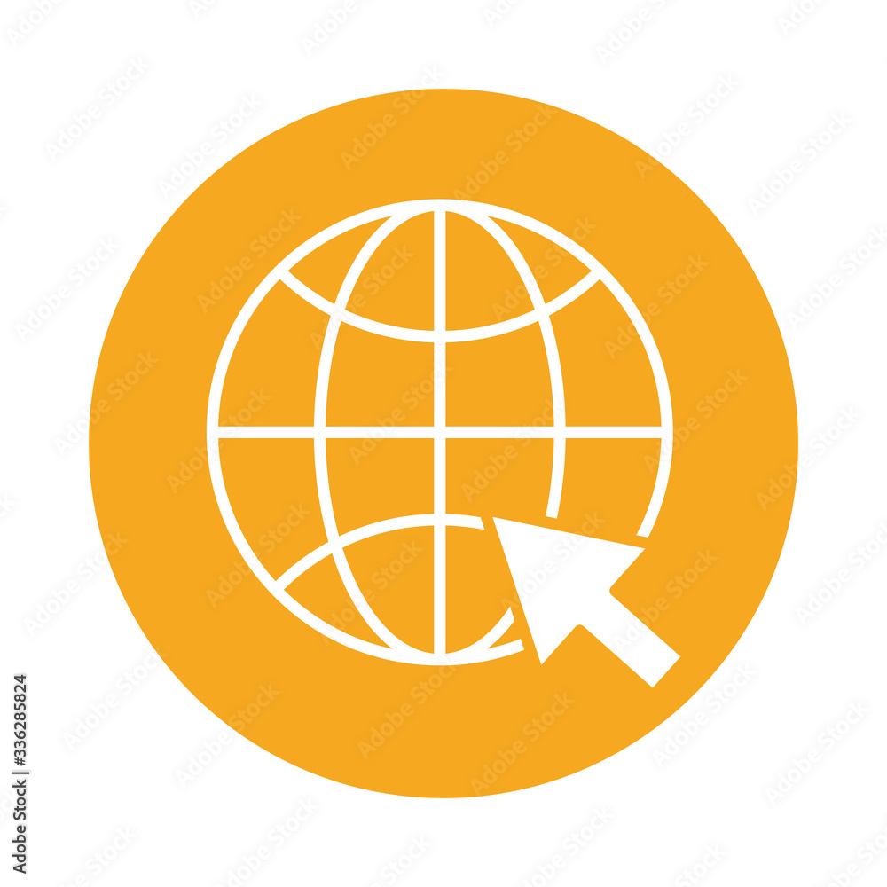 Poster sphere browser with mouse pointer block style icon