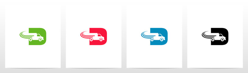 Transport Truck On Letter Logo Design D © recehan