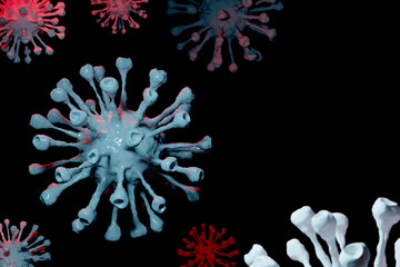 Covid-19, 2019-nCov or coronavirus concept symbol, 3D rendering graphic background