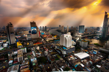 City Scape Urban Against Sky During Sunset at Thailand Bangkok