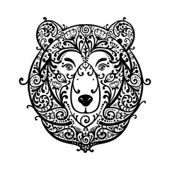 Ornate bear face, sketch for your design