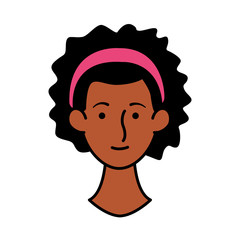 afro young woman head character icon