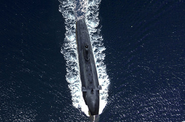 Naval submarine from aerial view