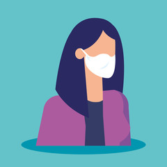 business woman with face mask isolated icon vector illustration design