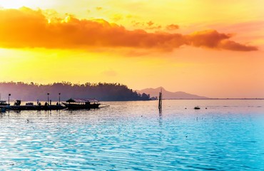 Romantic sunset at the beach 
