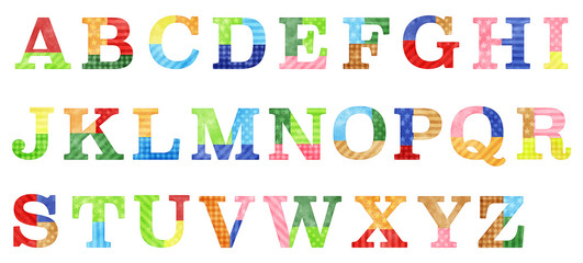 watercolor patchwork colorful alphabet (vector)