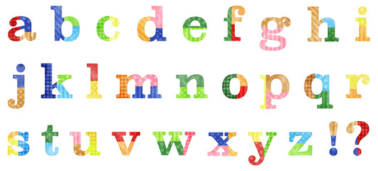 watercolor patchwork colorful alphabet (vector)