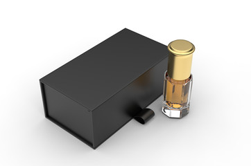 Obraz premium Blank oud bottle with hard paper box for branding. 3d render illustration.
