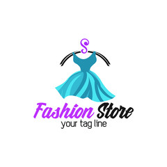Gril style dress clothing store and boutiqe fashion women hanger initial s vector illustration logo design