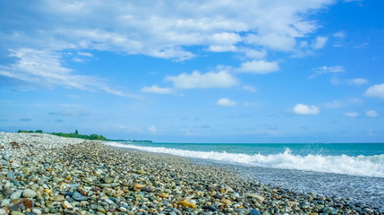 Seascape with a pebble beach in Abkhazia