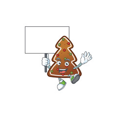 Sweet gingerbread tree cartoon character rise up a board