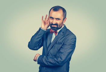hard of hearing man asking someone to speak up