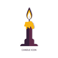 Christmas candle icon on white background