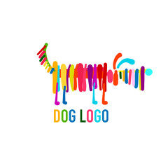 Funny dog, colorful logo for your design