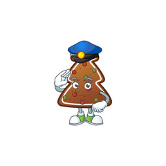 A dedicated Police officer of gingerbread tree mascot design style