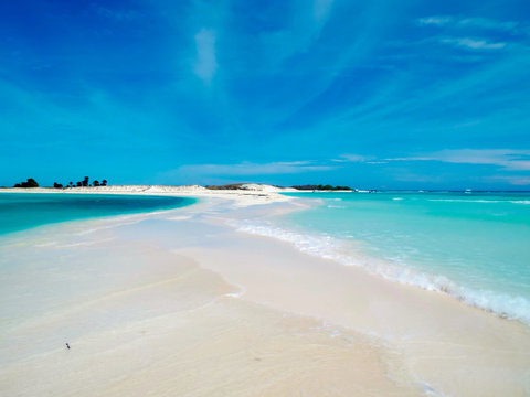 Amazing tropical white beach in Cayo de Agua  (Los Roques Archipelago, Venezuela).