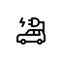 Electric Car Environment Outline Icon Logo Vector Illustration
