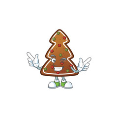 Cartoon character design concept of gingerbread tree cartoon design style with wink eye