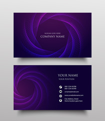 Abstract business card template design, Two sided with fluid gradient on purple background,