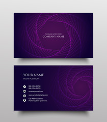 Modern business card template design, Two sided with fluid gradient on purple background