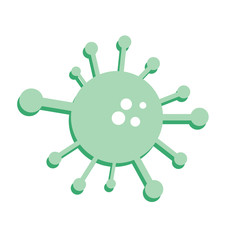 Bacteria with nucleus and arms vector design. Green single illness germ with arms. Sickness microbe. Contagious pathogen organism symbol.