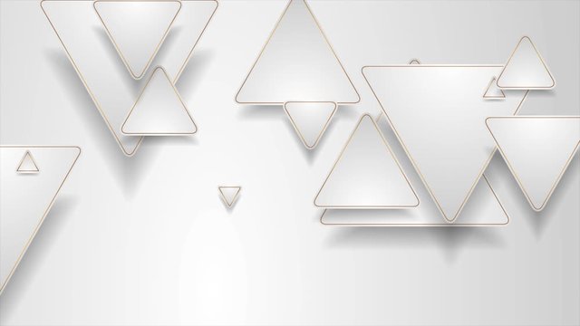 Tech geometric motion background with abstract golden and grey triangles. Seamless loop. Video animation Ultra HD 4K 3840x2160