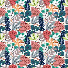 Colorful Leaf Seamless Pattern premium illustration
