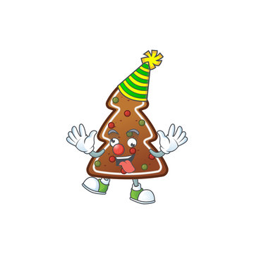 Amusing Clown gingerbread tree cartoon character mascot style