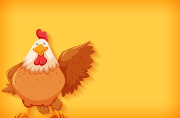 Background template with plain color and fat chicken