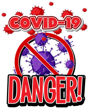 Poster design for coronavirus theme with virus cells and stop sign