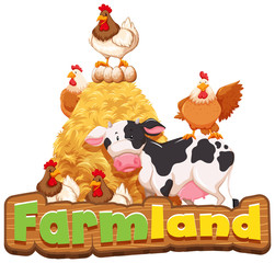 Obraz na płótnie Canvas Font design for farmland with many farm animals