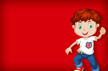 Background template with plain color wall and happy boy