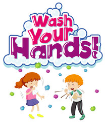 Poster design for coronavirus theme with word wash your hands